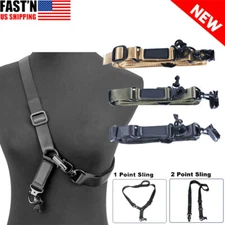Tactical One1or 2 Single Point Sling Strap Bungee Rifle Gun Sling with QD Buckle
