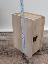 Bare Wood Book Box 15x20x8cm - 8x6x3 inches with brass clasp