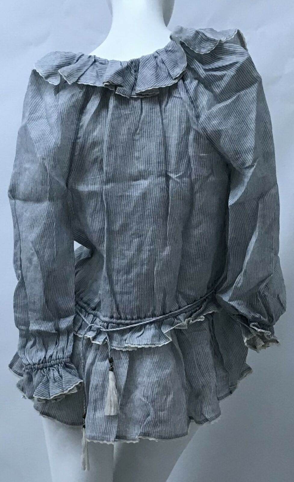 Zimmermann Tulsi Ash Stripe Blouse Size 1 / US Size 6 (2314TTUL)
