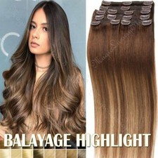 Clip in Hair Extension Real Thick Double Weft Full Head 100% Remy Human Hair US