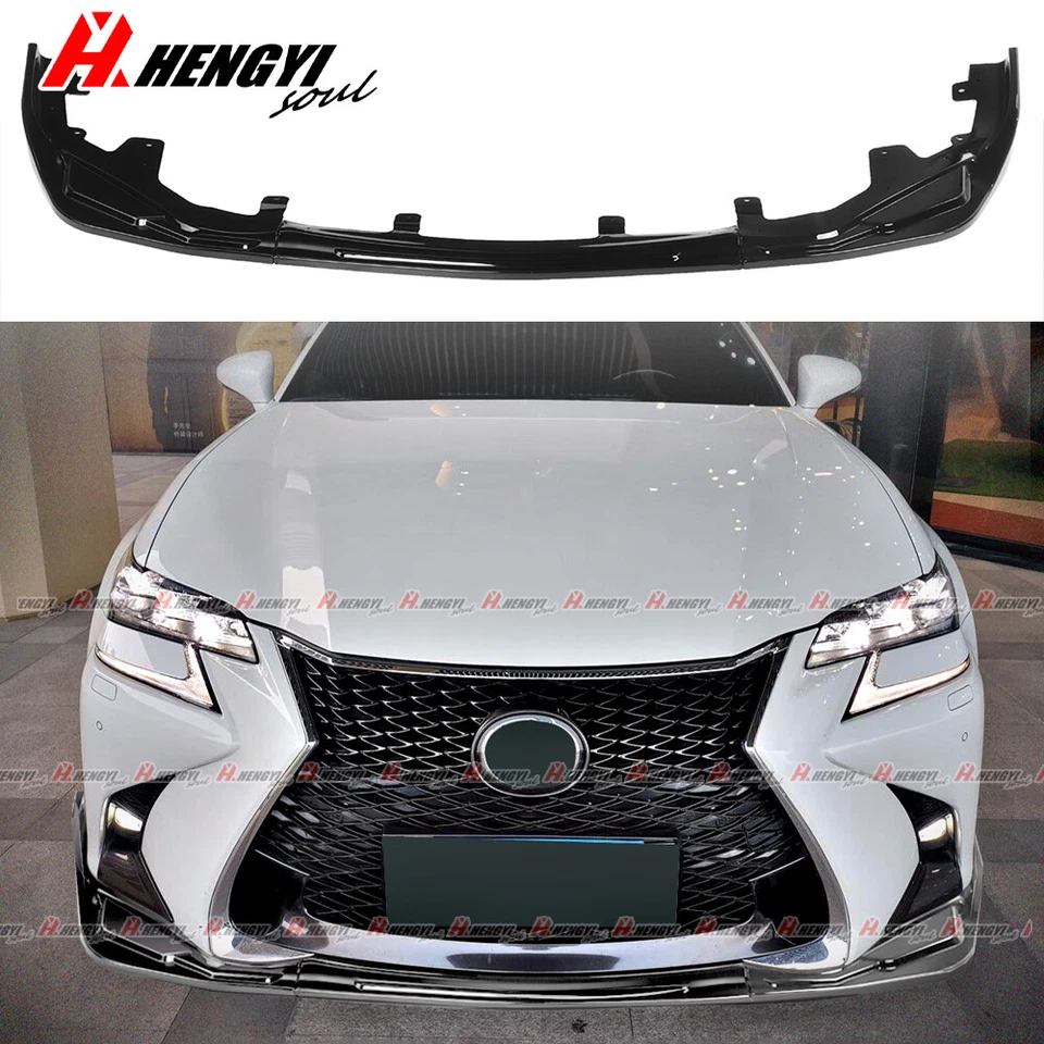 Cuerpo de alerón labial de parachoques delantero negro 3 piezas para LEXUS GS350 GS450H F-Sport 16-20 Foto 2 de 4