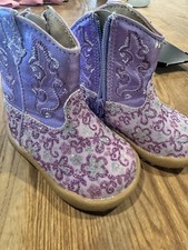 Roper Infant Girls Boots Size 2 Purple Glitter