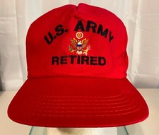 Red US Army Retired Baseball Type Hat Pre-Owned Adjustable Pre-Owned