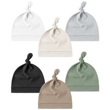 6 Pack Baby Newborn Hats Set Knot Beanie White,beige,gray,black,clay,green