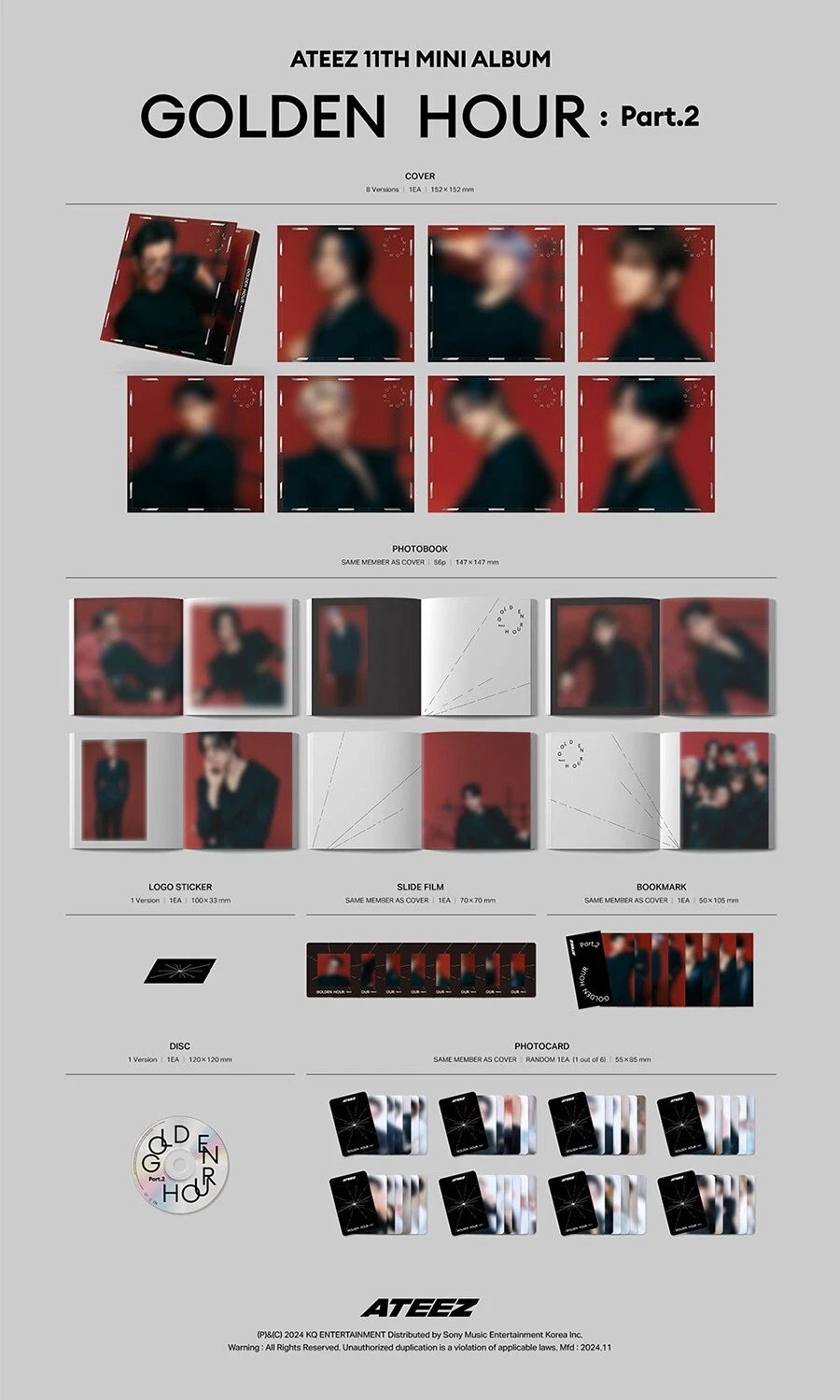 ATEEZ GOLDEN HOUR HMV デジパック CDセット ホンジュン① ATEEZ 10THミニアルバム『GOLDEN HOUR : Part.1』日本公式輸入盤