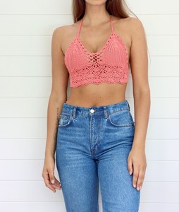 pink crochet crop top