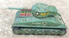 Vintage Taiyo Mark M 4 US Army Military War Tank Battery Operated Tin Toy Toy243