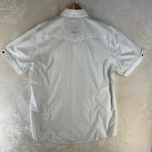 Buffalo David Bitton Men's Size XL Solid White Short Sleeve Casual Shirt - Picture 12 of 13