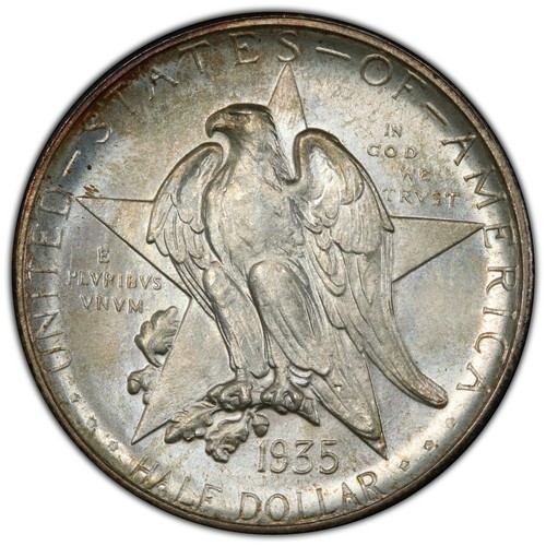 Medio dólar de plata conmemorativo de Texas 1935 D PCGS como nuevo 65 - Imagen 3 de 3