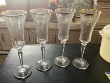 Set of (4) Mikasa Austria Gold Rim Champagne Flute Stemmed Glasses