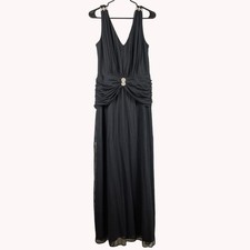 Cachet Black Rhinestone Formal Gown Sz 11  Sleeveless V Neck Evening Dress