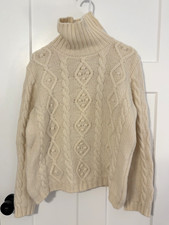 VTG United Colors Of Benetton Made in Italy Wool Turtleneck Cable Knit Sweater M