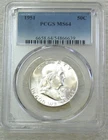 1951 P Franklin Half Dollar PCGS MS64 95% FBL Frosty White New Holder #V323K
