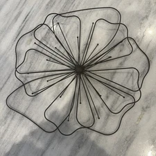 Metal Wall Hanging Flower Decor 3D Dark Brown Rustic Floral Wire Wall Art