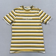 Guess Jeans Shirt Mens Medium Multicolor Striped Logo Crew Neck Tee USA