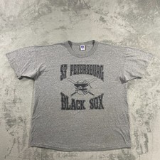 Vtg 90s Russell Athletic T Shirt XL St Petersburg Black Sox Baseball Made in USA