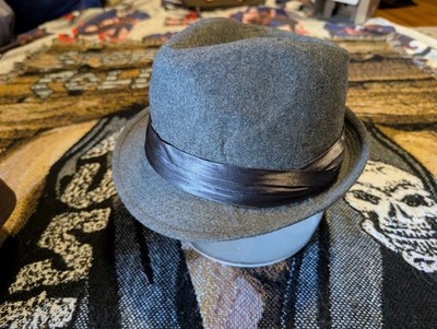 The Hatter Co. Grey Fedora Gangster Hat Trilby Cuban Hip Hop