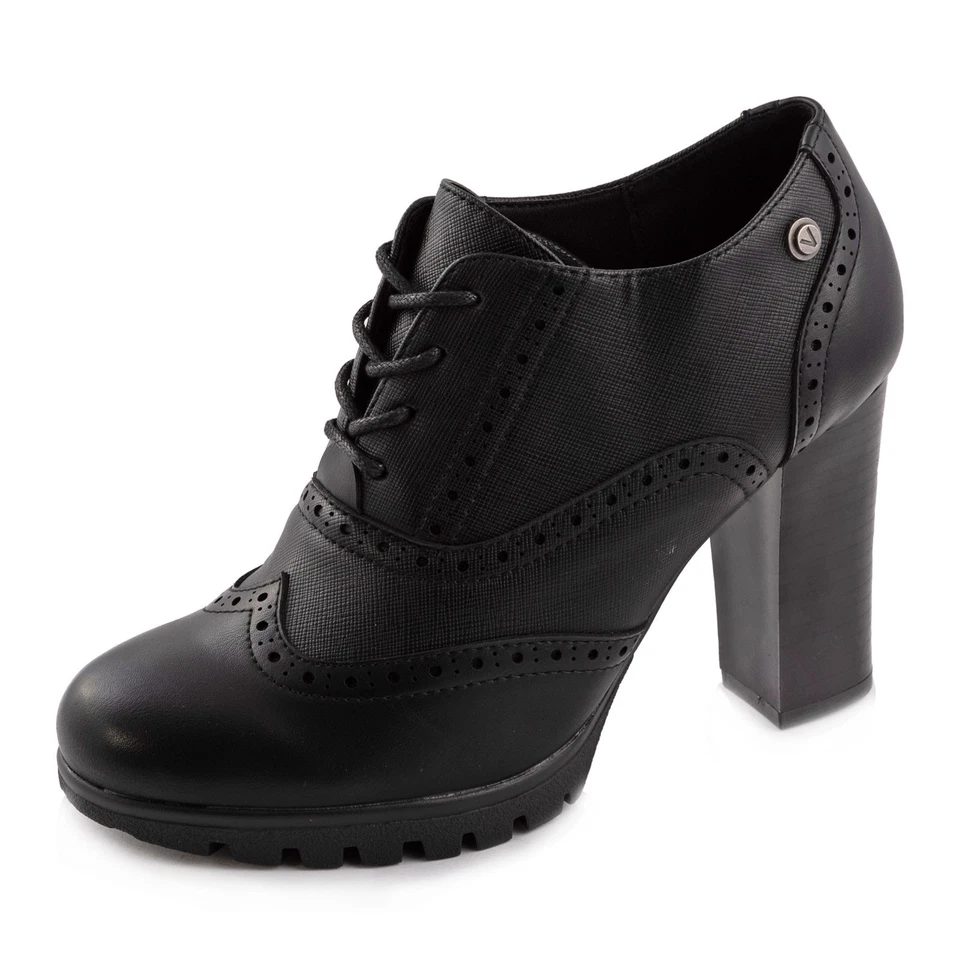 Damenschuhe francesine Paris Schnürschuhe Absatz Groß Stickerei TooCool CH2183