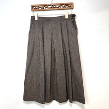 Vtg JG Hook Wool Plaid Pleated Brown/Gray Skirt Size 14 Petite 1980s Deadstock