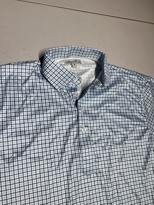 Collars & Co Shirt Men's Small White Blue Plaid Print Work Casual Golf Polo