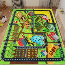 Kids Rug Play Mat for Toy Cars, 59" 78.7" Farm Life Road Traffic for Playro