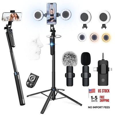 Vlogging Kit for iPhone/Android, No APP 63 Auto Face Tracking Tripod for 