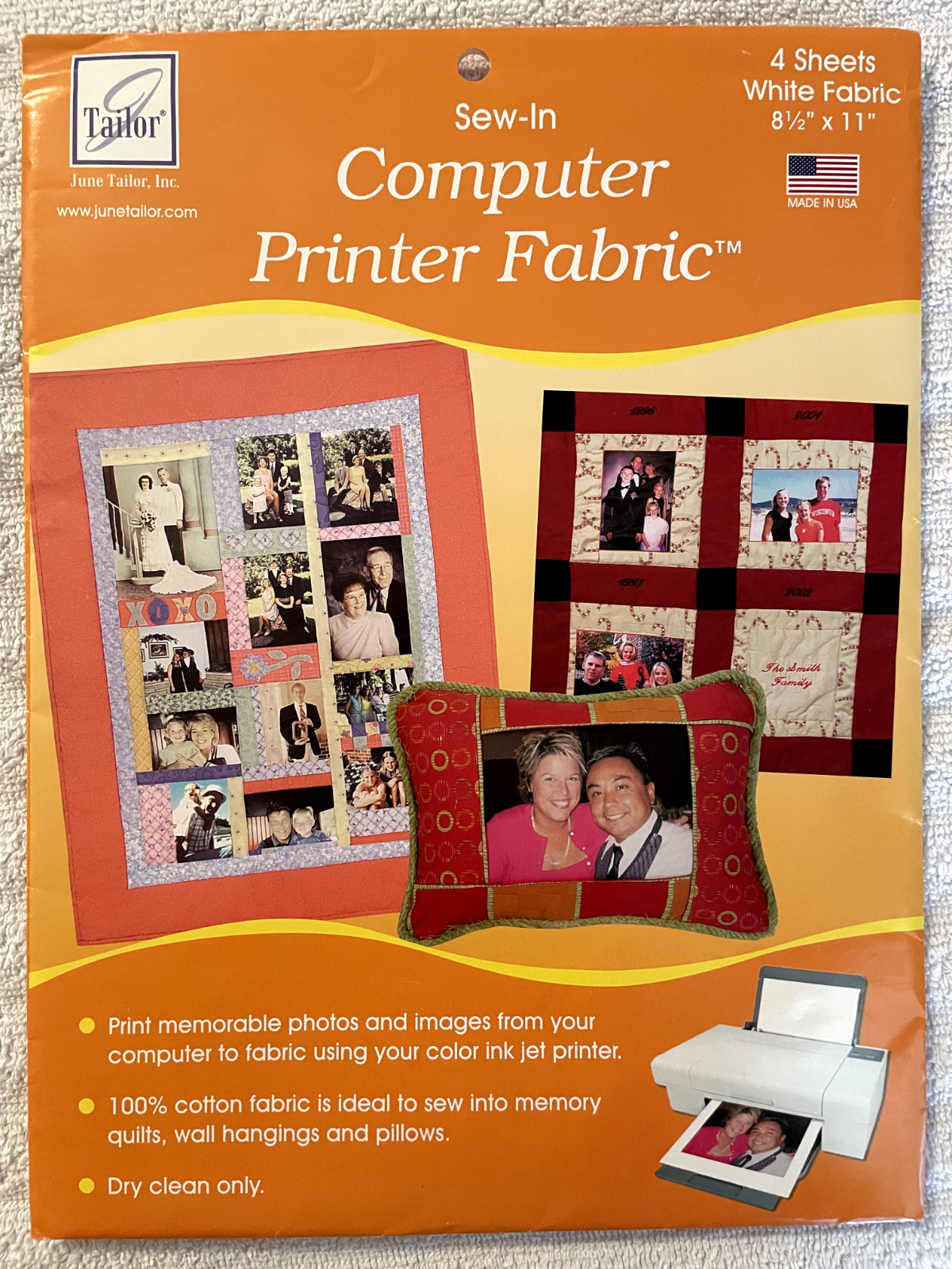 June Taylor Sew-In Computer Printer Fabric 4 white sheets, 8.5