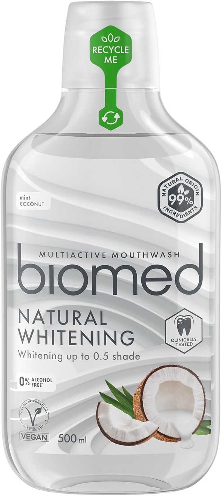 Biomed Superwhite Coconut Mouthwash 500ml Natural Whitening Alcohol Free Mint
