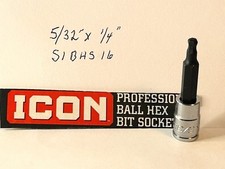 ICON Professional 5/32" x 1/4" Ball Hex Socket S1BHS16 Free USA Shipping