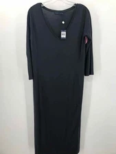 Pre-Owned Ralph Lauren Blue Label Navy Size Large Shift Maxi Long Sleeve Dress