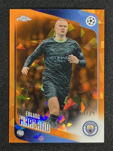 2025-26 Topps Chrome UEFA Erling Haaland #181 Orange Sapphire Man City /25