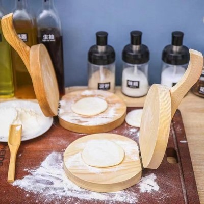 Wooden Dumpling Skin Press Tool Dough Pressing Tool Dumpling Wrapper Making Mold