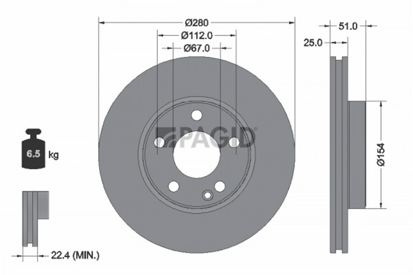 2X Pagid Bremsscheibe 55570NHC FüR Mercedes Klasse Sports Tourer W246 W242 W176-image