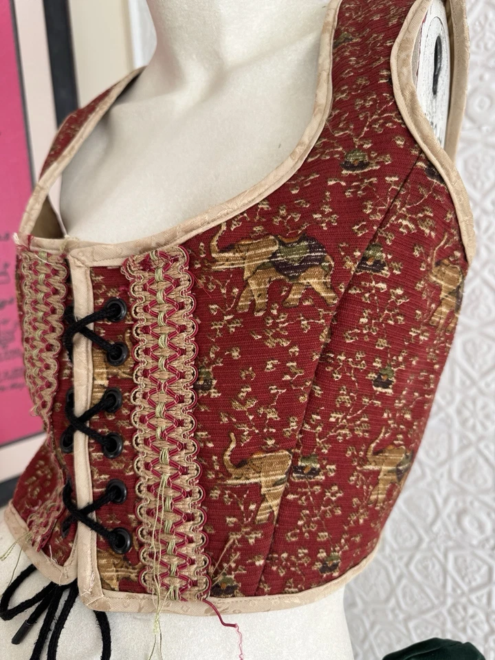 Corpiño de cuento de hadas-cabaña-boho-elefante de hadas-corsé-cordones-renacimiento cincha M Foto 3 de 4