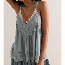 Intimately Free People Fiona Cami Blouse Top Tank Sleeveless Lace Slip M 291729