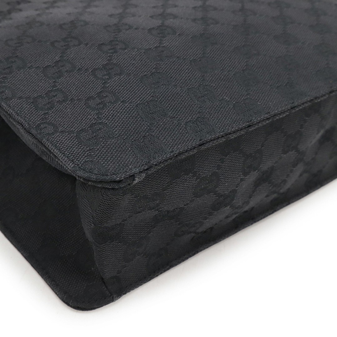 Gucci GG Canvas Shoulder Bag Black Leather Silver Hardware Used thumbnail 3