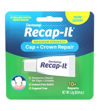 Recapit Loose Cap & Crown Repair Instant Pain Relief Eugenol Free 1g Pack of 2