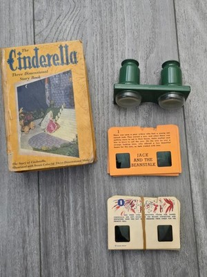 Vintage 1950s Radex Stereo 3D Viewer Set Cinderella 7 Cards + Jack Beanstalk