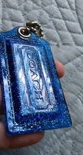 COACH XL Blue Glitter Lucite Hangtag &mdash; 3.5" Rare Acrylic Tag Excellent +++