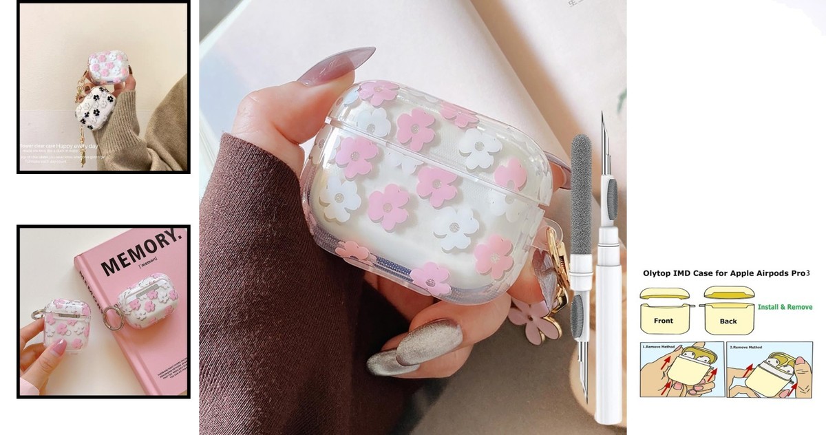 Lightweight Pink Floral AirPods Pro 3 Case with Keychain