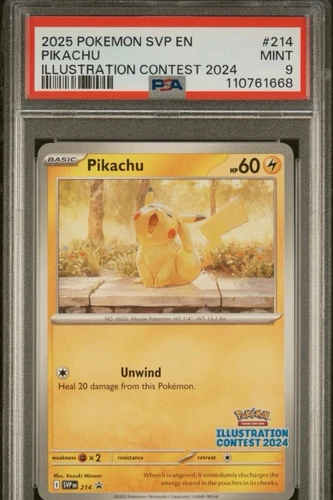 PSA 9 Mint Pikachu Illustration Contest 2024 SVP Pokemon Black Star Promo