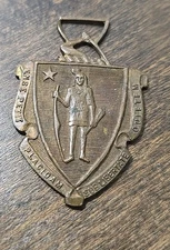Vintage Antique Massachusetts Petit Placidam Svb Libertate Bronze Pilgrim  Badge