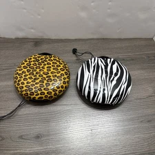 2 Y2K Leopard and Zebra DiscGear 22 Disc Hard Shell CD DVD Game Holder Storare