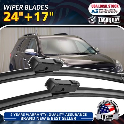 Pair Bracketless Top Lock Windshield Front Wiper Blades 24''&17'' High Quality