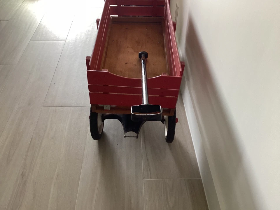 Vintage - Radio Flyer Town And Country Wood Wagon - estado almacenado 25+ años Foto 3 de 4