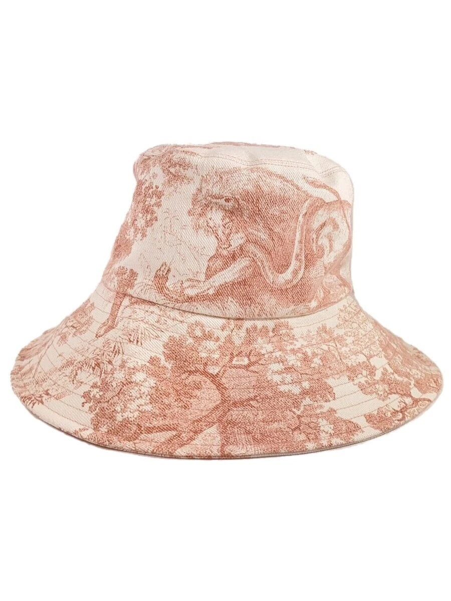 Chapeau seau Christian Dior Toile de Jouy coton PNK motif intégral femme 02TO