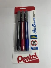 Pentel Clic Retractable Eraser with Grip, 3 Pack
