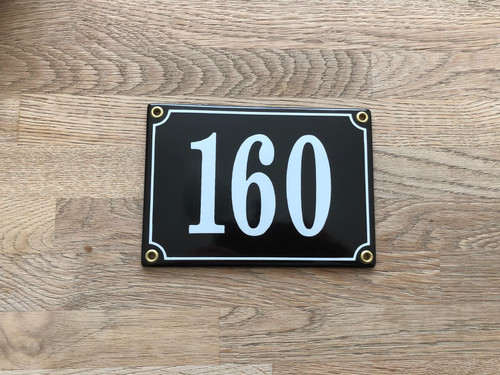 French Black Enamel Metal House Door Gate Street Number Plaque Sign Plate 160