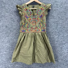 SheIn Dress Women M Gray Floral Embroidered Sheath Short V-Neck Cotton Mini