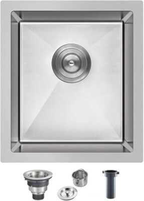 Mesida 17 Zoll Einzelbecken Küchenspüle SUS304 Unterbau Edelstahl Küche #